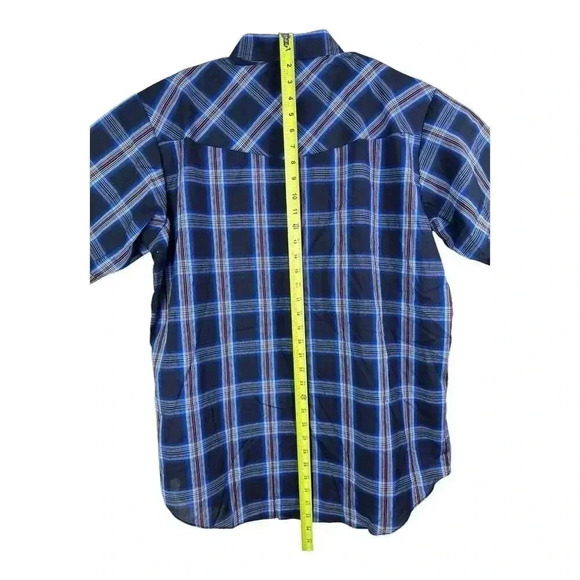 Ely Cattleman Red Blue Western Pearl Snap Plaid SHORT SLEEVE BUTTON UP SHIRT XL - Picture 8 of 10